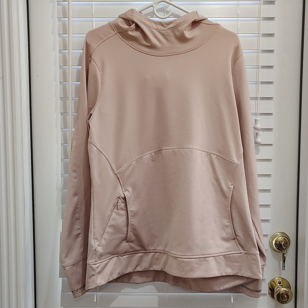 Blush Pink Athleta Hoodie Women XL Scuba Neckline Athleisure Lounge Activewear